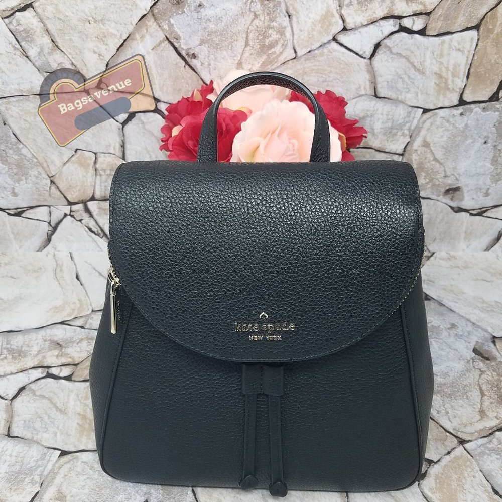 Black Medium Flap Backpack Black Leila Kate Spade - Picture 7 of 15
